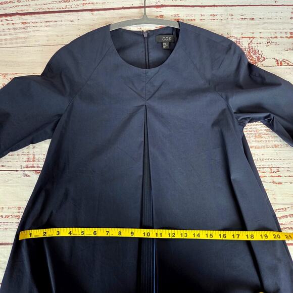 COS Navy Blue Architectural Silouette Dress 6 Zip Back Minimalist Basic Modern - Picture 14 of 16